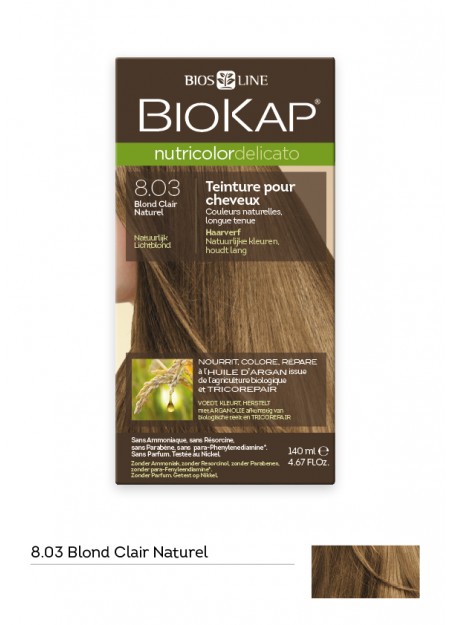 BIOKAP NUTRICOLOR DELICATO TEINTURE POUR CHEVEUX BLOND CLAIR NATUREL 8.03