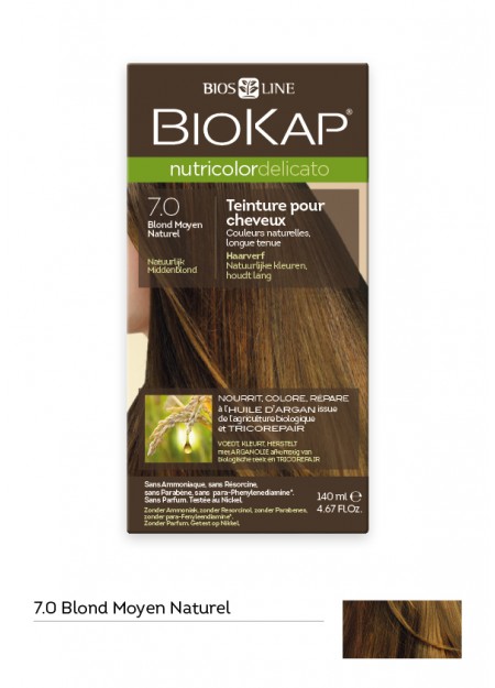 BIOKAP NUTRICOLOR TEINTURE POUR CHEVEUX BLOND MOYEN 7.0