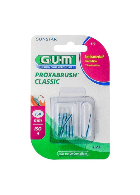 GUM PROXABRUSH CLASSIC Brossettes Cylindriques 1,4mm 612. Blister 8