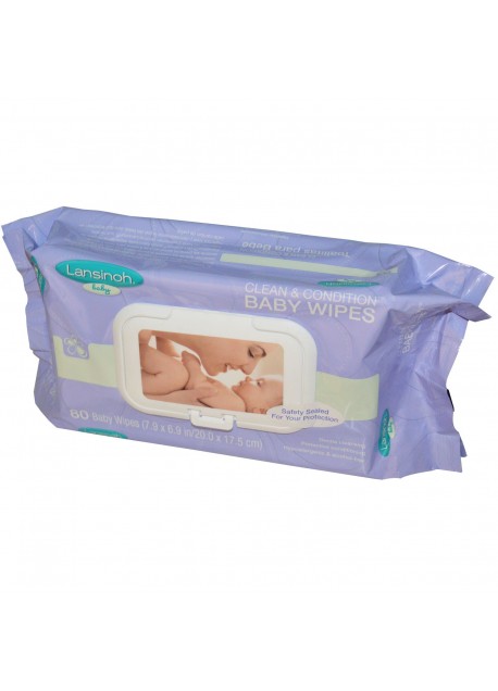 Lansinoh, Lingettes pour bébé nettoyantes, 80 lingettes, 7,9 x 6,9 po (20 x 17,5 cm)
