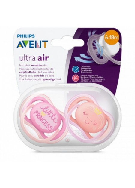 Lot de 2 Sucettes Ultra Air 6-18 mois – AVENT – Rose