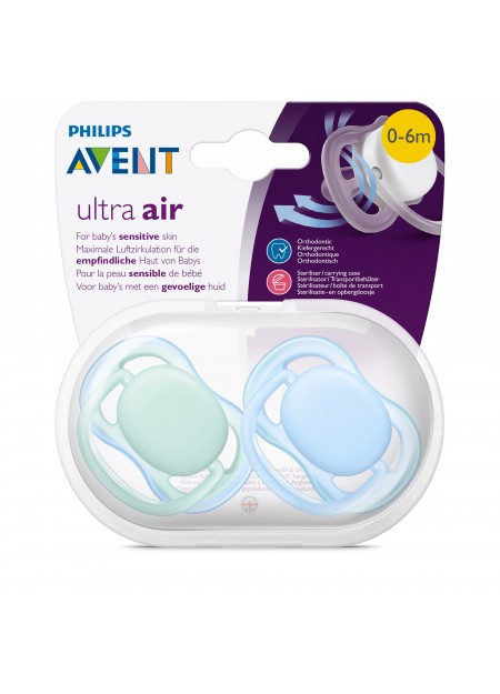 LOT DE 2 SUCETTES ULTRA AIR BLEU 0-6 MOIS