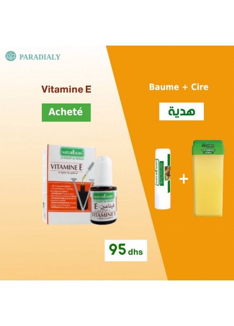 Nature Soin Pack Sérum Vitamine E + Cartouche de Cire + Stick Labial 3 en 1
