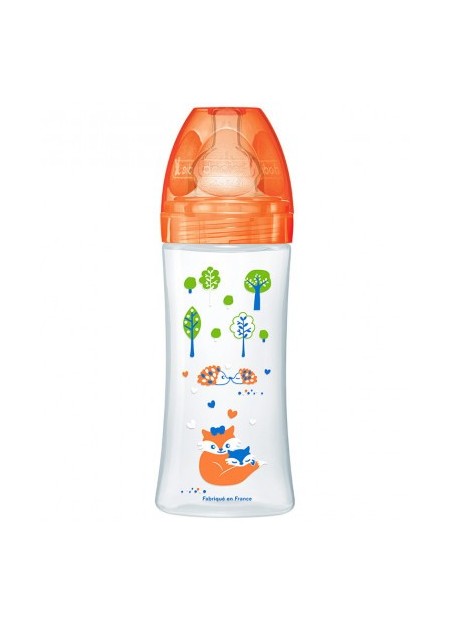 DODIE Biberon Sensation+ 330 ml ORANGE FORET +6 mois tétine plate débit 3