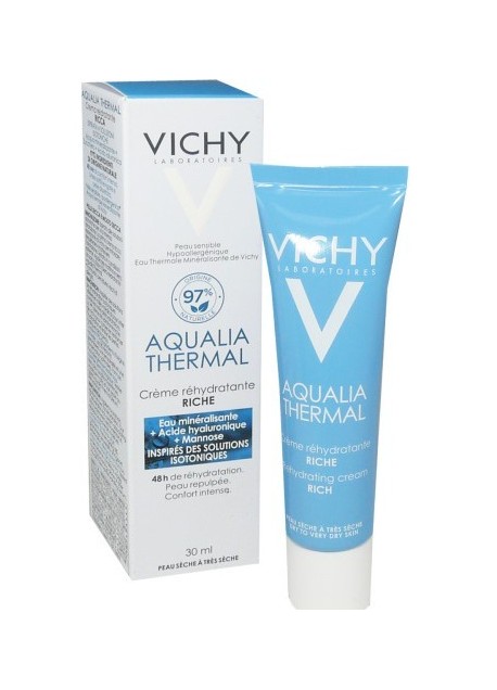 VICHY AQUALIA THERMAL CREME REHYDRATANTE RICHE 30ML +Eau Minéralisante Thermale Vichy 50 ml Gratuit